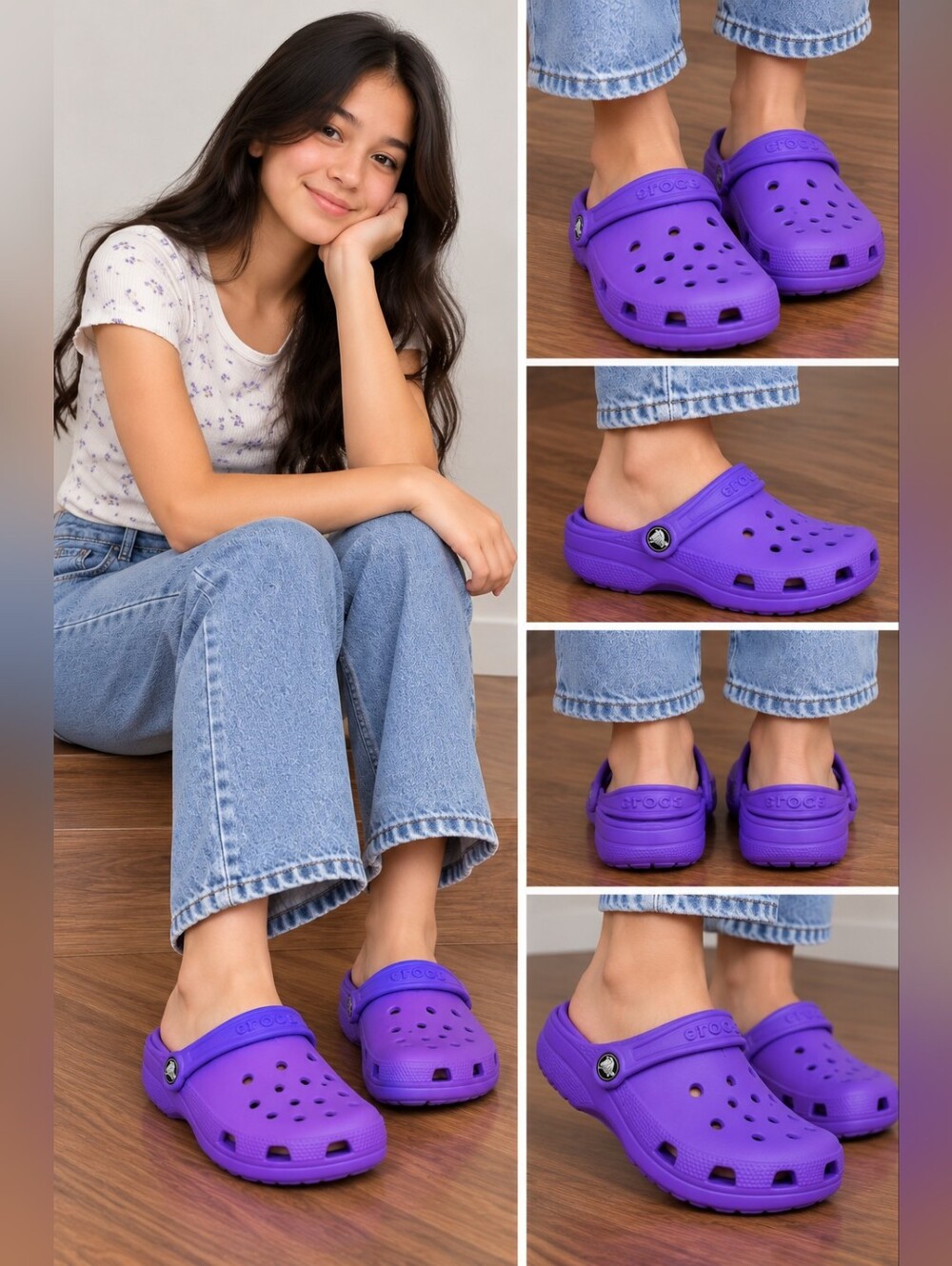 CROCS Classic Clog in Bright Purple Size 5